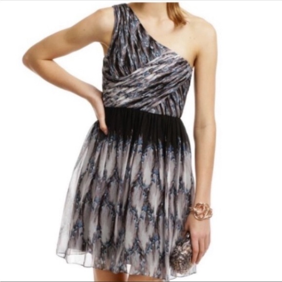 TIBI Silk Chiffon One Shoulder Dress - Picture 5 of 9